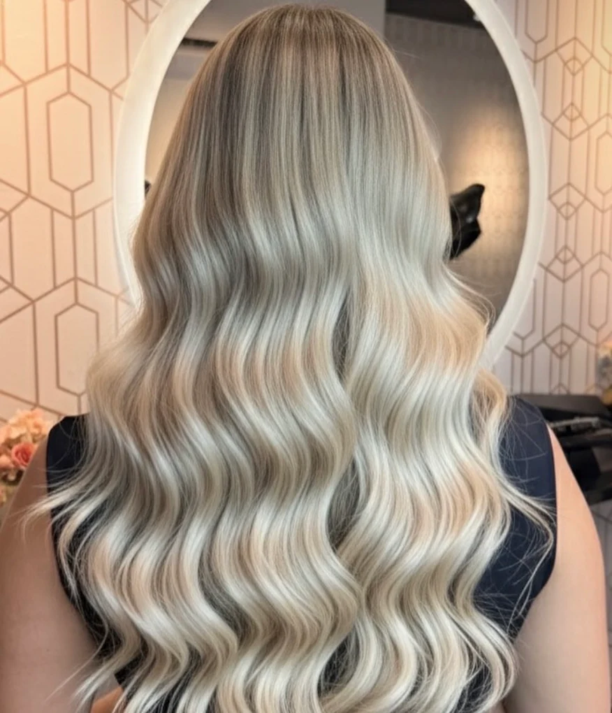 Rubio platino con ondas